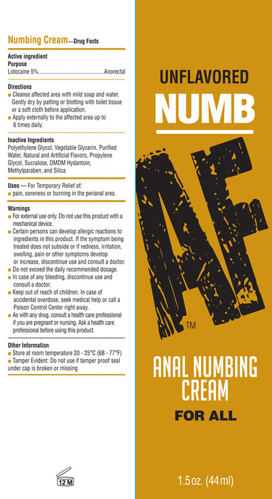 Numb AF Anal Numbing Cream – Discomfort-Free Intimate Exploration 44ml > Lube > Anal - Tophatter Daily Deals