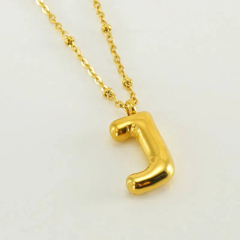 Bubble™ Letter Pendant Necklace Gold J With Chain Necklaces - Tophatter Daily Deals