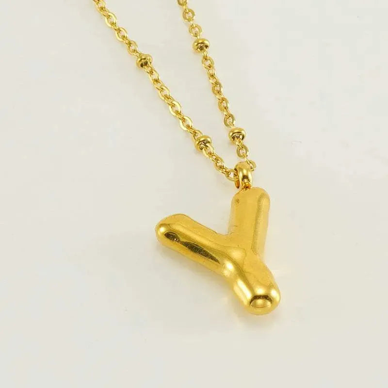 Bubble™ Letter Pendant Necklace Gold Y With Chain Necklaces - Tophatter Daily Deals