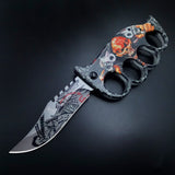 New Skull Printed Knuckle Folding Knife Skull 2 - Tophatter Daily Deals