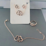5PCS Fashion Butterfly Pendants Necklace Earrings Ring Bracelet Sets For Women Jewelry Set Bridal Wedding Jewelry Gift Double Heart Rose Gold 0 - Tophatter Daily Deals