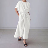 Korean style irregular loose large size fashion casual skirt White Maxi Dresses - Tophatter Daily Deals