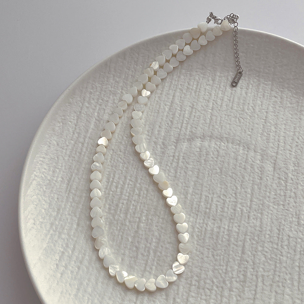 Natural Bead Heart Shell Necklace Necklaces - Tophatter Daily Deals
