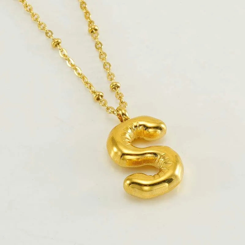 Bubble™ Letter Pendant Necklace Gold S With Chain Necklaces - Tophatter Daily Deals