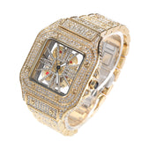 Hip-Hop Skeleton Square Watch Gold hollow square watch Watches - Tophatter Daily Deals