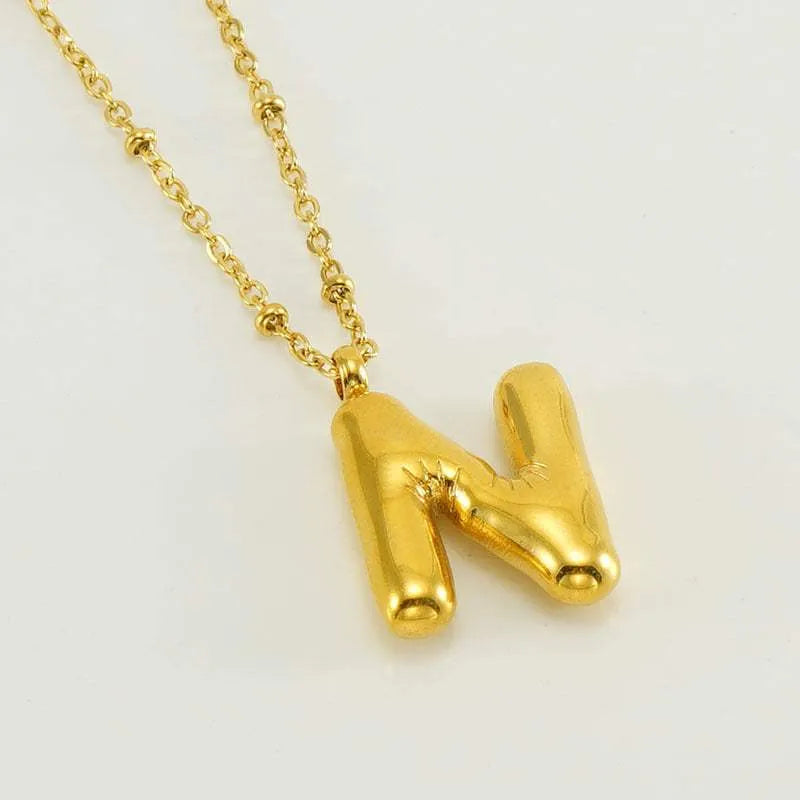 Bubble™ Letter Pendant Necklace Golden N With Chain Necklaces - Tophatter Daily Deals