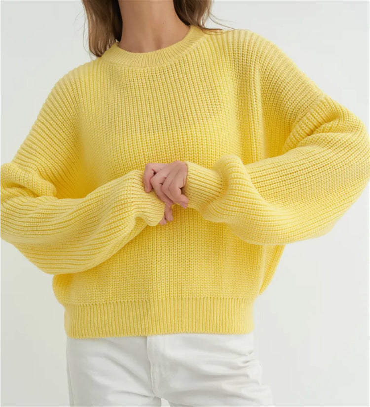 Oversized Cozy Womens Knit Sweater - Relaxed Fit, Ribbed - Tophatter Daily Deals