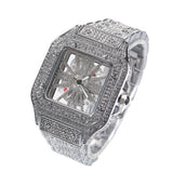 Hip-Hop Skeleton Square Watch Silver hollow square watch Watches - Tophatter Daily Deals