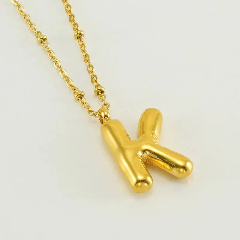 Bubble™ Letter Pendant Necklace Gold K With Chain Necklaces - Tophatter Daily Deals