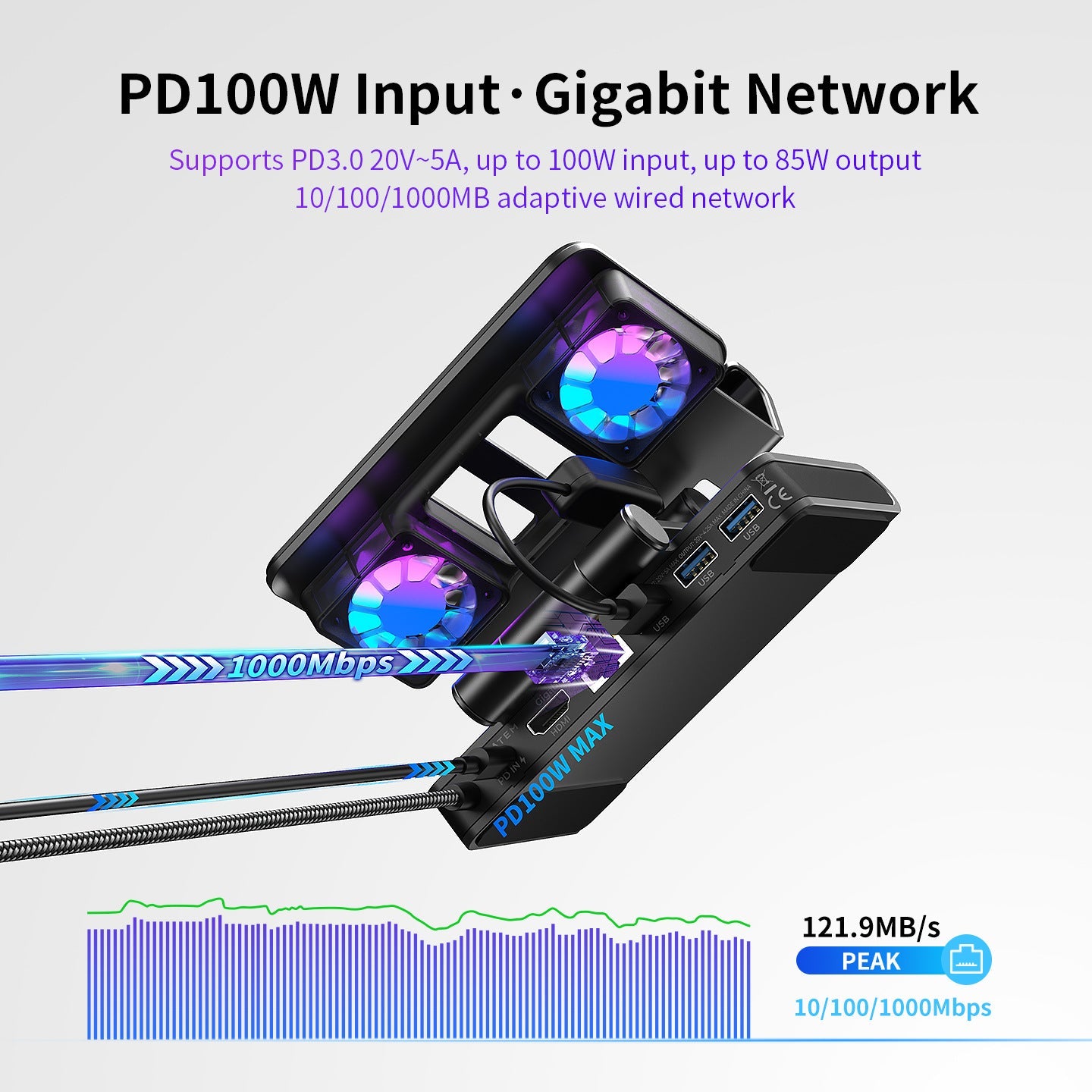 Docking Station 100W With Dual Fans 4K HDMI Gaming Dock - Tophatter Daily Deals