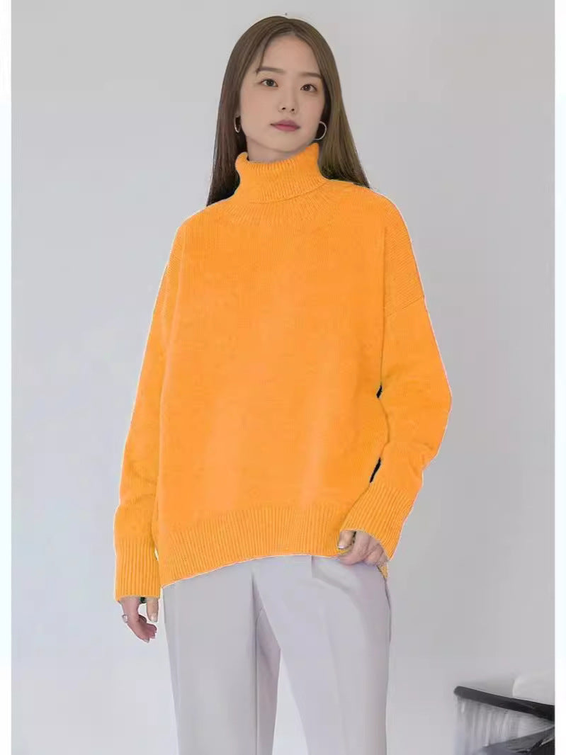 Oversized Cozy Women Turtleneck Sweater - Knit, For Winter Yellow One size - Tophatter Daily Deals