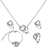 5PCS Fashion Butterfly Pendants Necklace Earrings Ring Bracelet Sets For Women Jewelry Set Bridal Wedding Jewelry Gift Double Love Silver 0 - Tophatter Daily Deals