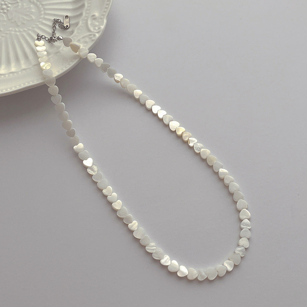 Natural Bead Heart Shell Necklace Necklaces - Tophatter Daily Deals