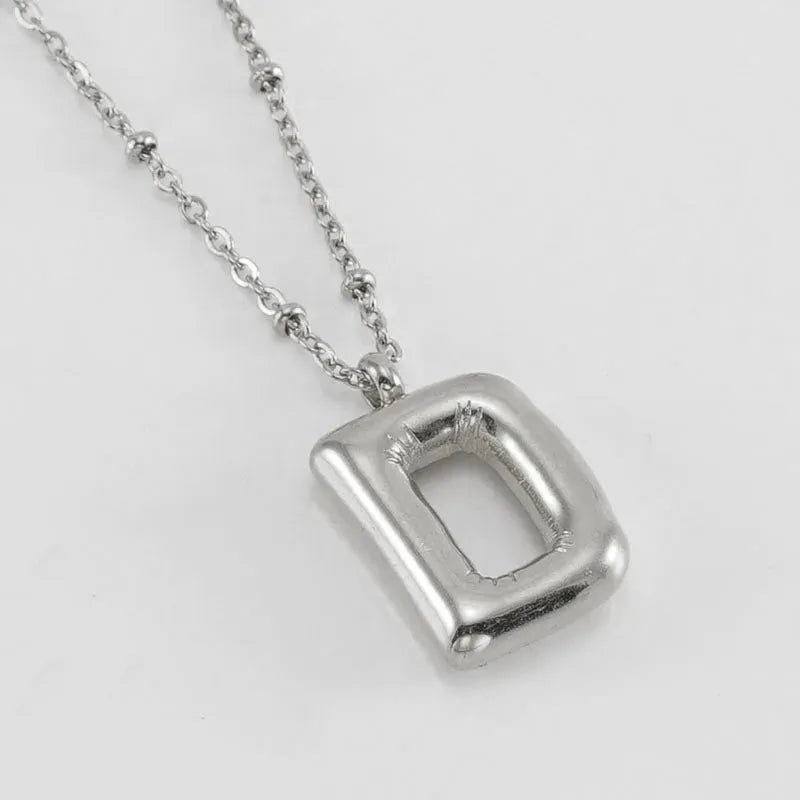 Bubble™ Letter Pendant Necklace Steel Color D With Chain Necklaces - Tophatter Daily Deals
