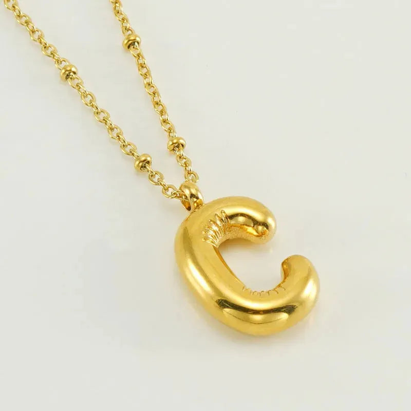 Bubble™ Letter Pendant Necklace Gold C With Chain Necklaces - Tophatter Daily Deals