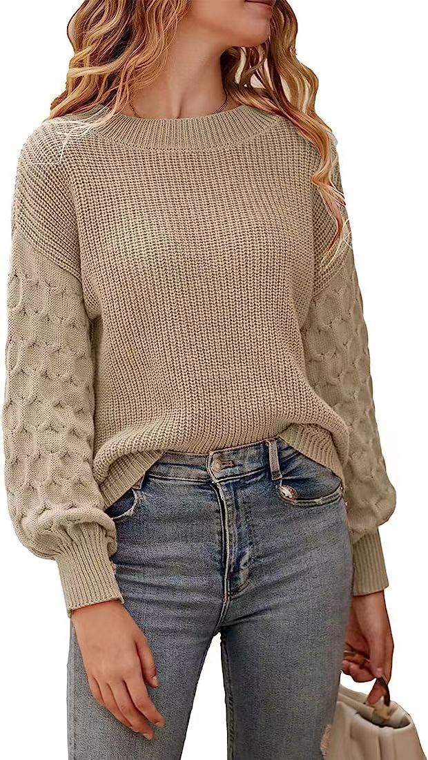 Warm Cozy Women's Chunky Knit Sweater - Relaxed Fit Khaki - Tophatter Daily Deals