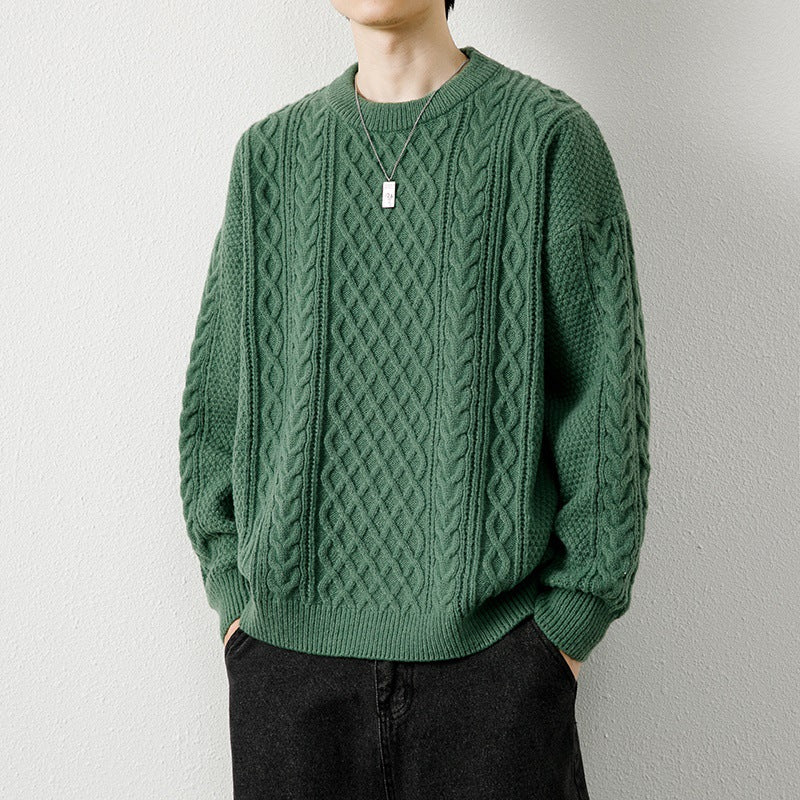 Warm Men's Crewneck Sweater - Cable Knit Wool Winter 3D Changing Face Moving Picture Frame - Tophatter Daily Deals