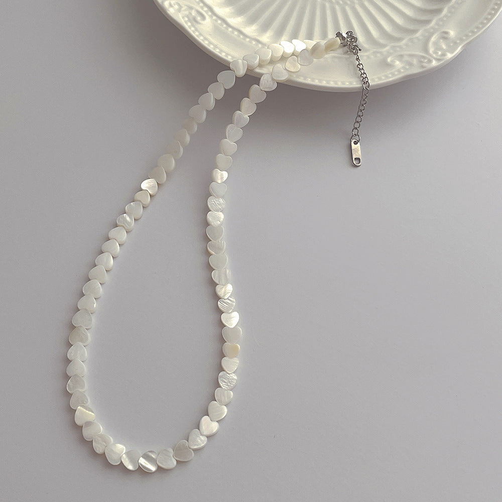 Natural Bead Heart Shell Necklace Necklaces - Tophatter Daily Deals