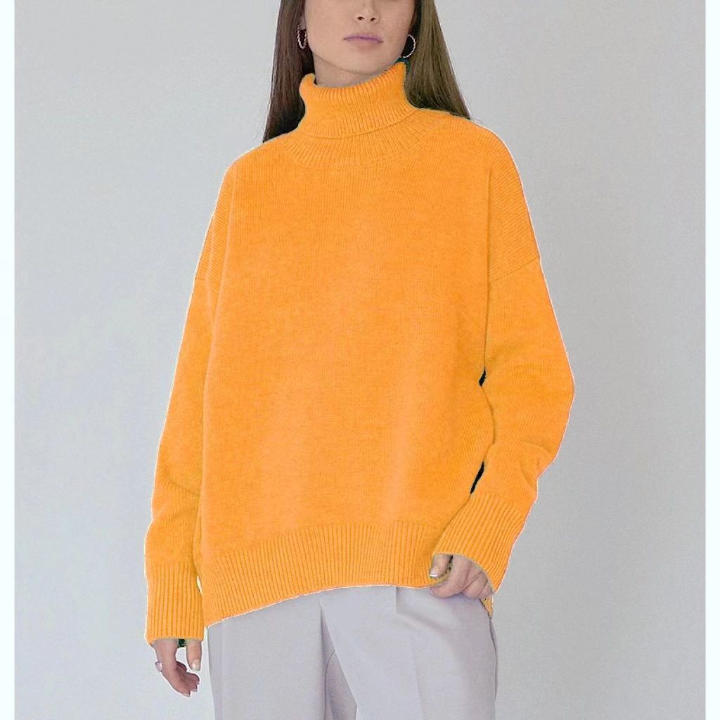 Oversized Cozy Women Turtleneck Sweater - Knit, For Winter - Tophatter Daily Deals