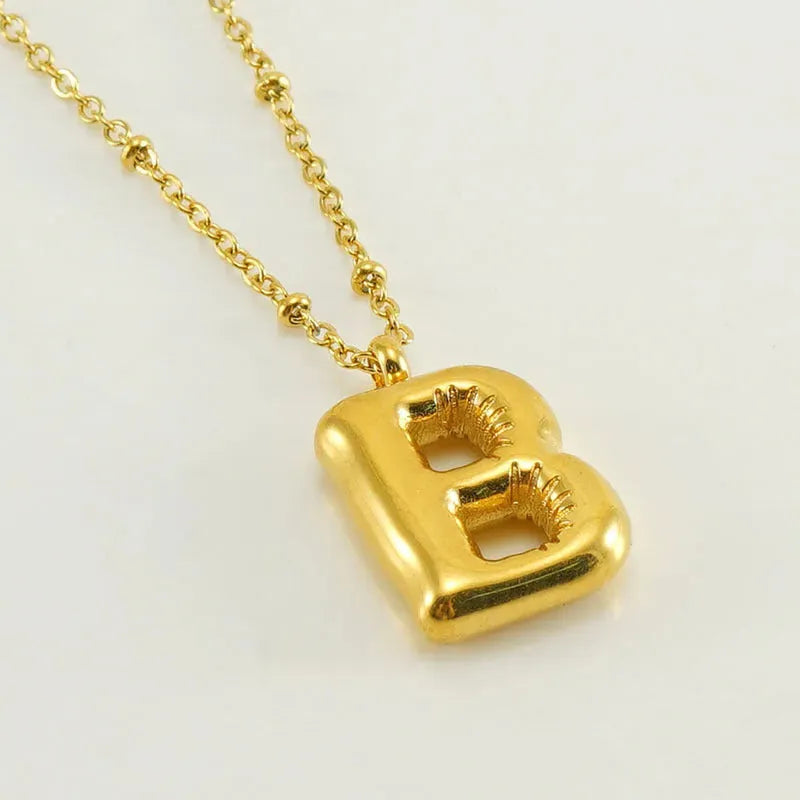 Bubble™ Letter Pendant Necklace Gold B With Chain Necklaces - Tophatter Daily Deals