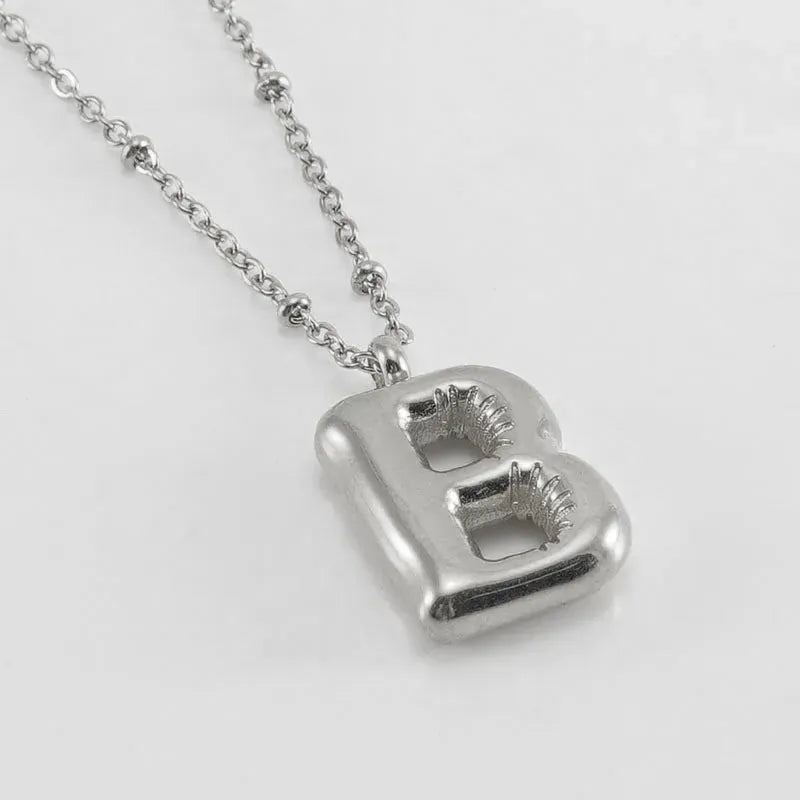 Bubble™ Letter Pendant Necklace Steel Color B With Chain Necklaces - Tophatter Daily Deals