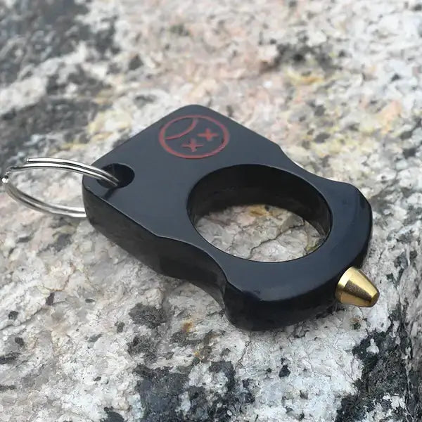 Knuckle duster Smiley Single Finger Spiked brass knuckles Self Defense Real-GS134 black Pocket Knives - Tophatter Daily Deals