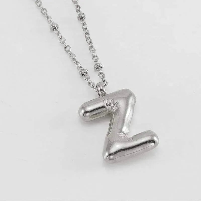 Bubble™ Letter Pendant Necklace Steel Color Z With Chain Necklaces - Tophatter Daily Deals