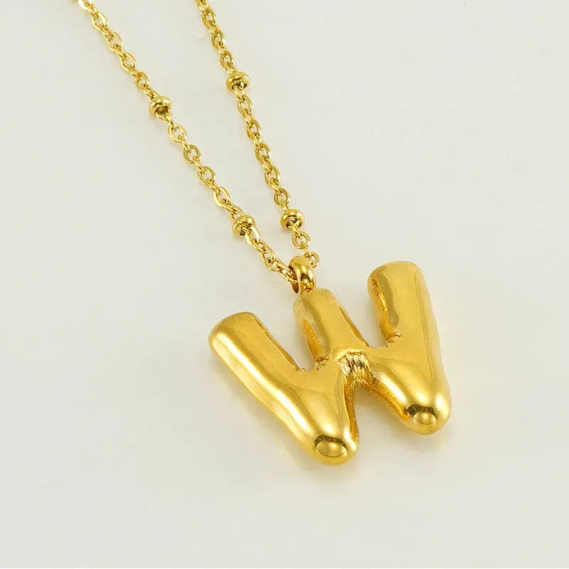 Bubble™ Letter Pendant Necklace Gold W With Chain Necklaces - Tophatter Daily Deals