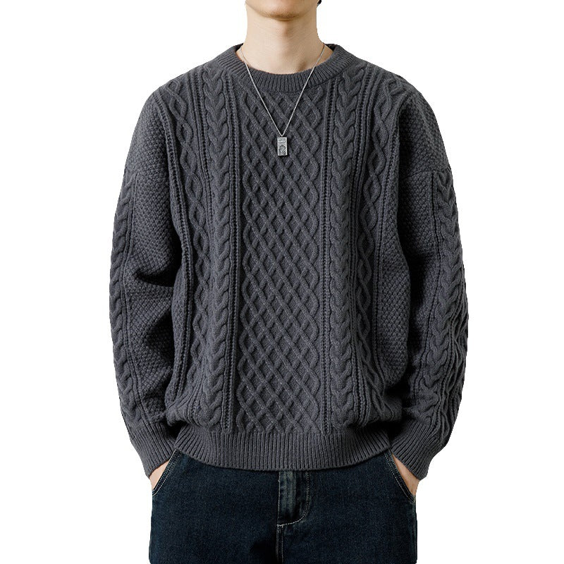 Warm Men's Crewneck Sweater - Cable Knit Wool Winter 3D Changing Face Moving Picture Frame - Tophatter Daily Deals