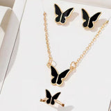 5PCS Fashion Butterfly Pendants Necklace Earrings Ring Bracelet Sets For Women Jewelry Set Bridal Wedding Jewelry Gift Black Butterfly Suit 0 - Tophatter Daily Deals