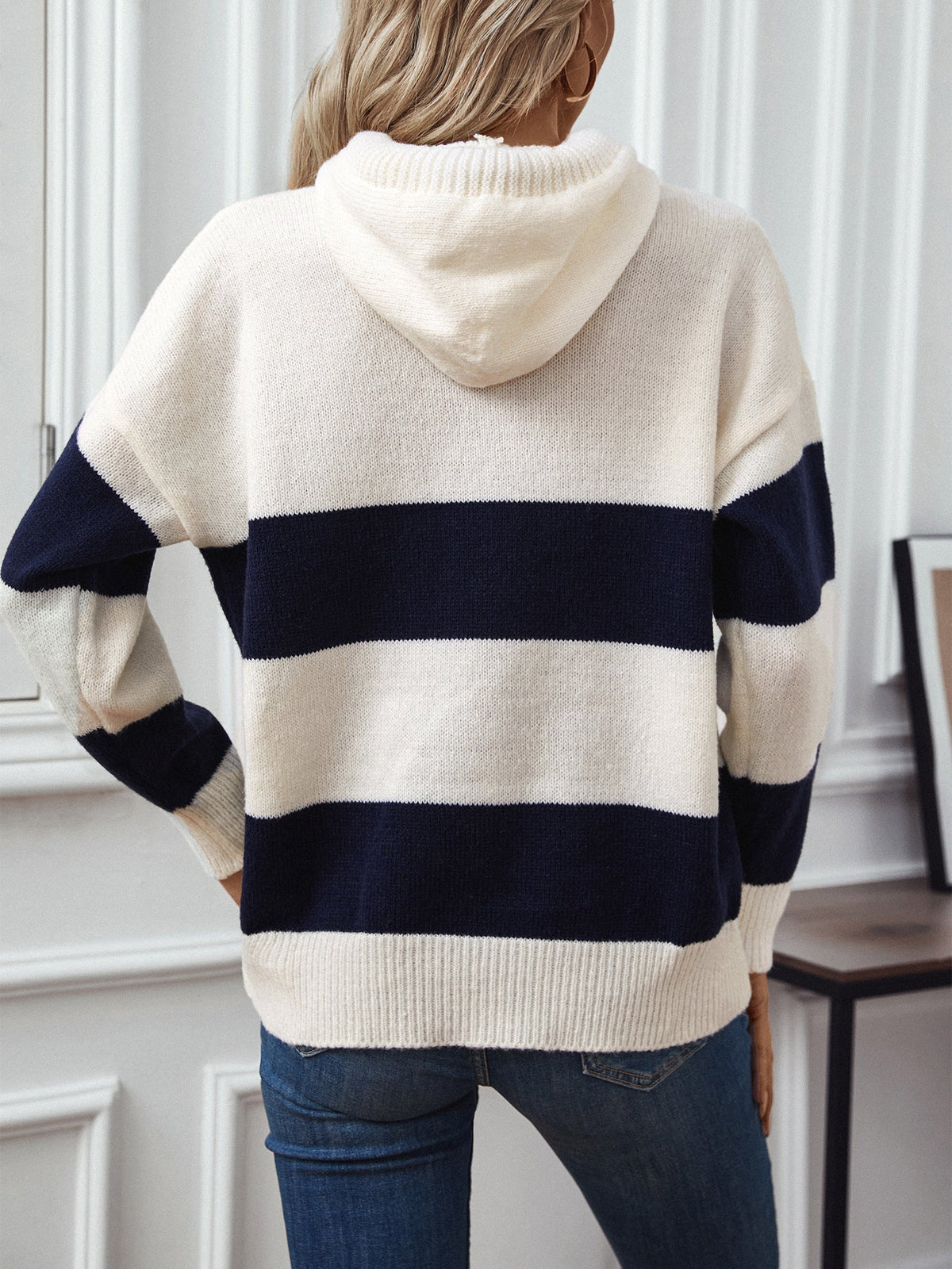 Soft Relaxed Women Hoodie - Color Block Knit, Casual - Tophatter Daily Deals