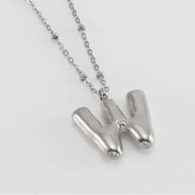 Bubble™ Letter Pendant Necklace Steel Color W With Chain Necklaces - Tophatter Daily Deals