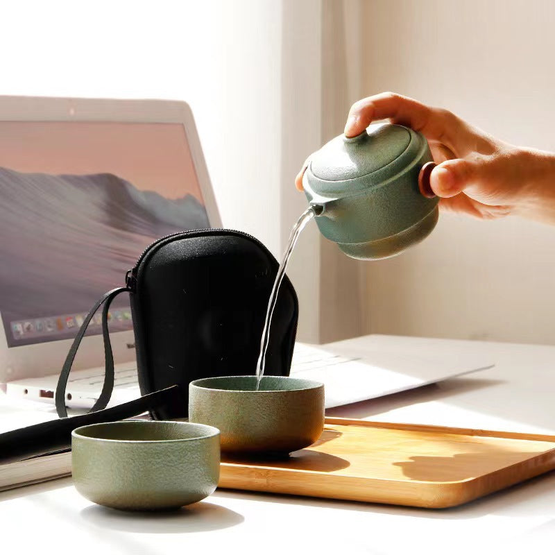 Porcelain Portable Travel Tea Set Kung Fu Teaware Handmade - Tophatter Daily Deals