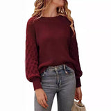 Warm Cozy Women's Chunky Knit Sweater - Relaxed Fit Wine Red - Tophatter Daily Deals