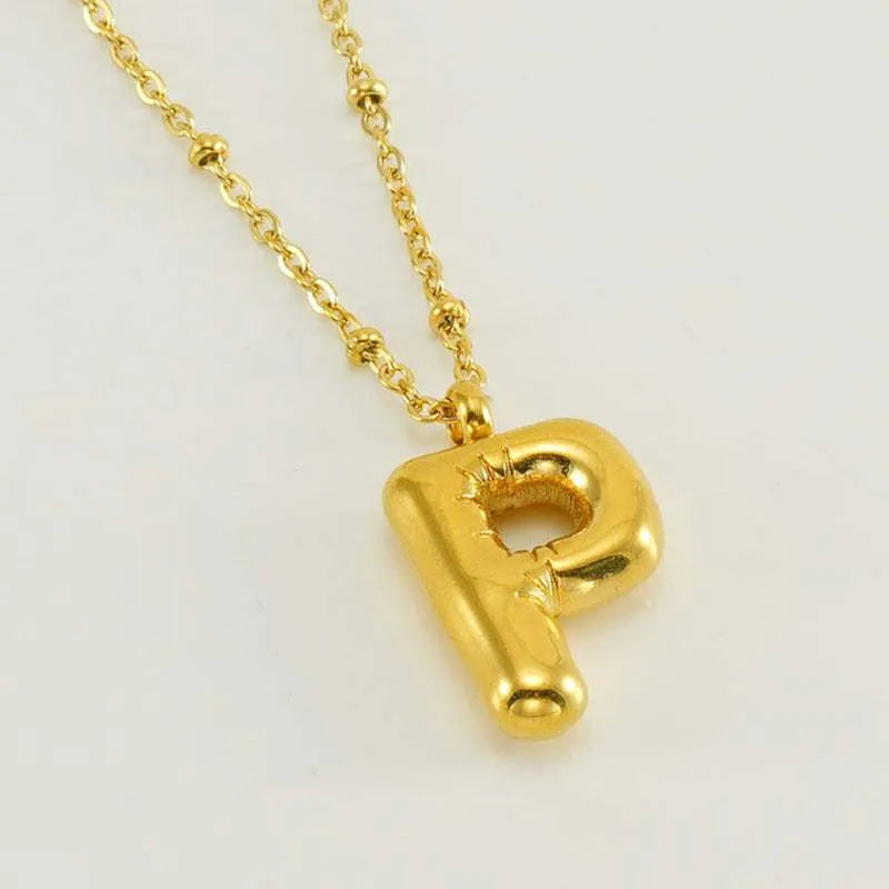 Bubble™ Letter Pendant Necklace Gold P With Chain Necklaces - Tophatter Daily Deals