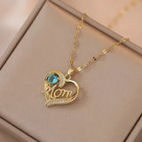 Mother's Day Jewelry High Grade Zircon Heart Flower Pendant Necklace Stainless Steel Trendy Geometric Choker Jewelry Party Gifts For Women Girls Blue Loving Heart 33 Necklaces - Tophatter Daily Deals