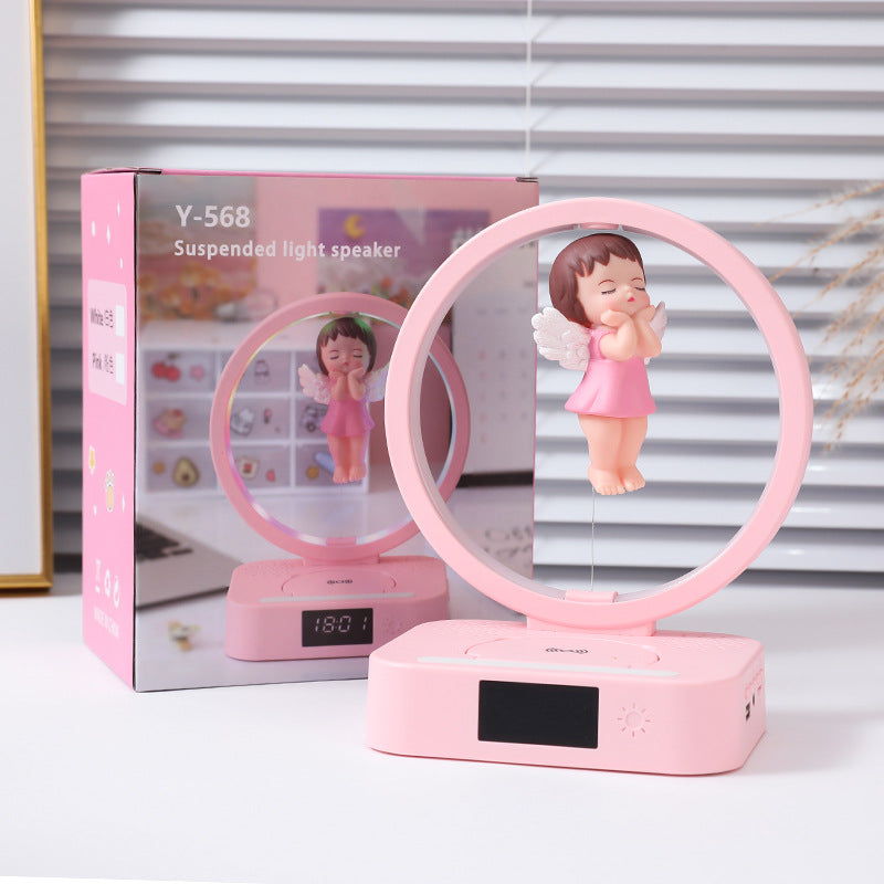 Angel Girl Magnetic Suspension Bluetooth Clock Speaker Angel Pink USb 0 - Tophatter Daily Deals