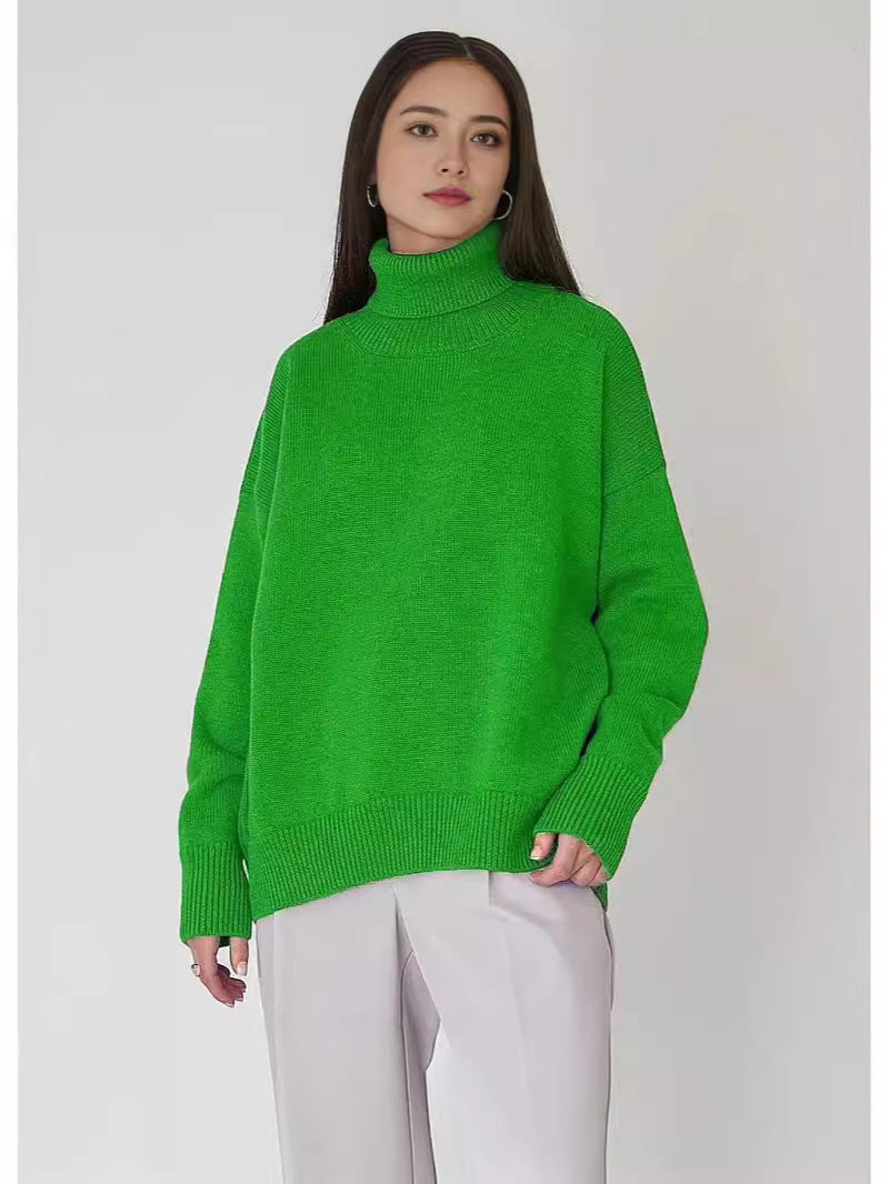 Oversized Cozy Women Turtleneck Sweater - Knit, For Winter - Tophatter Daily Deals