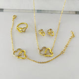 5PCS Fashion Butterfly Pendants Necklace Earrings Ring Bracelet Sets For Women Jewelry Set Bridal Wedding Jewelry Gift Double Love Imitation Gold 0 - Tophatter Daily Deals