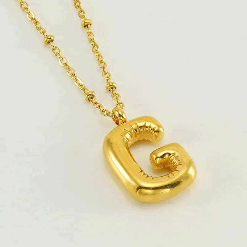 Bubble™ Letter Pendant Necklace Gold G With Chain Necklaces - Tophatter Daily Deals