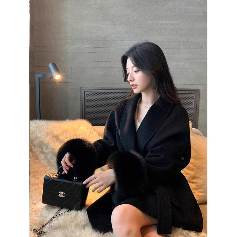 Warm Women’s Long Coat - Shawl Collar, Wool, For Winter Black 3D Changing Face Moving Picture Frame - Tophatter Daily Deals