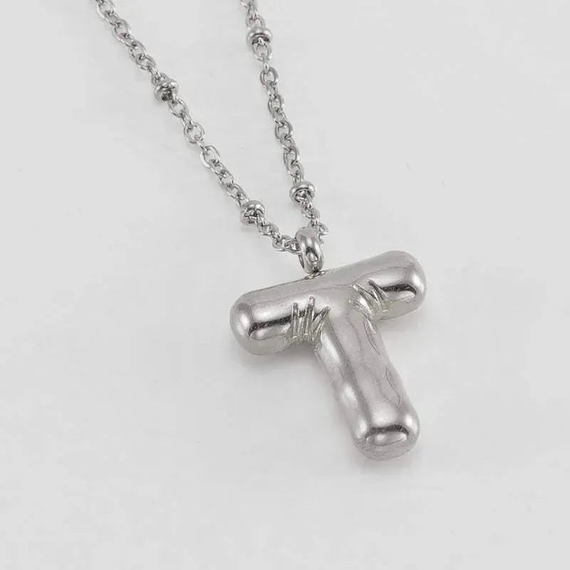 Bubble™ Letter Pendant Necklace Steel T With Chain Necklaces - Tophatter Daily Deals