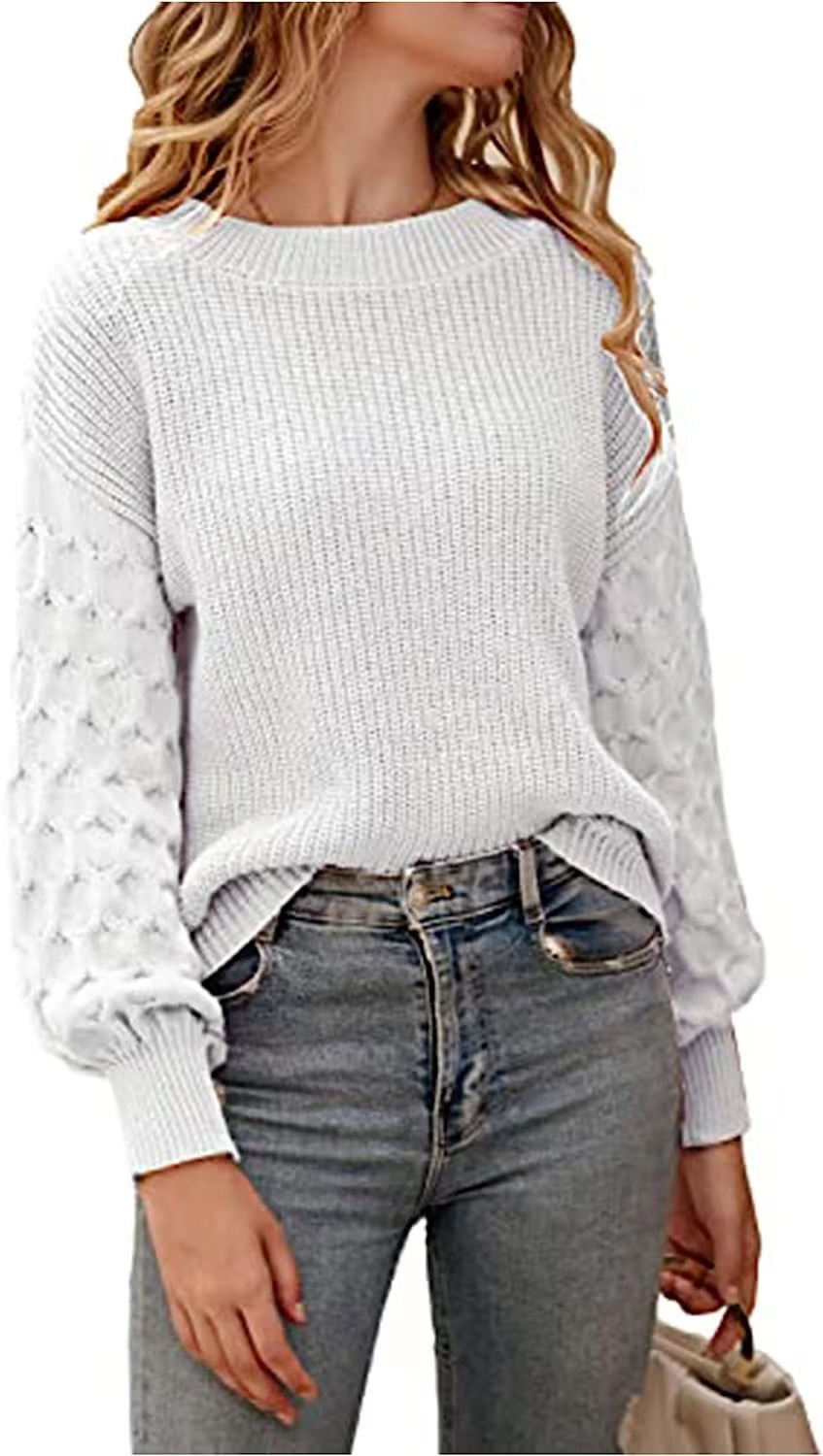 Warm Cozy Women's Chunky Knit Sweater - Relaxed Fit White - Tophatter Daily Deals