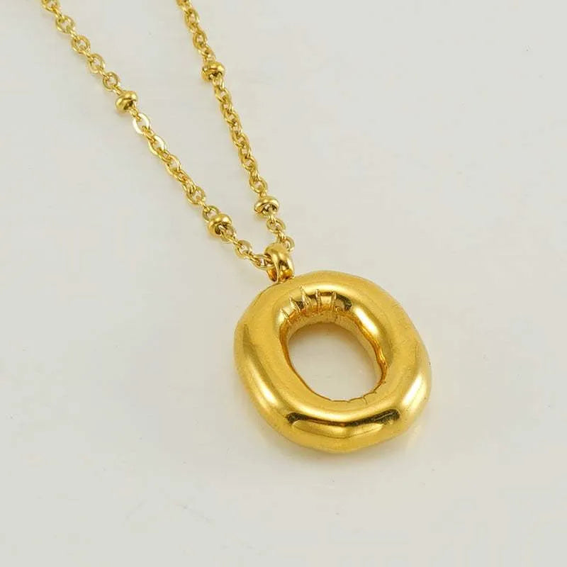 Bubble™ Letter Pendant Necklace Gold O With Chain Necklaces - Tophatter Daily Deals