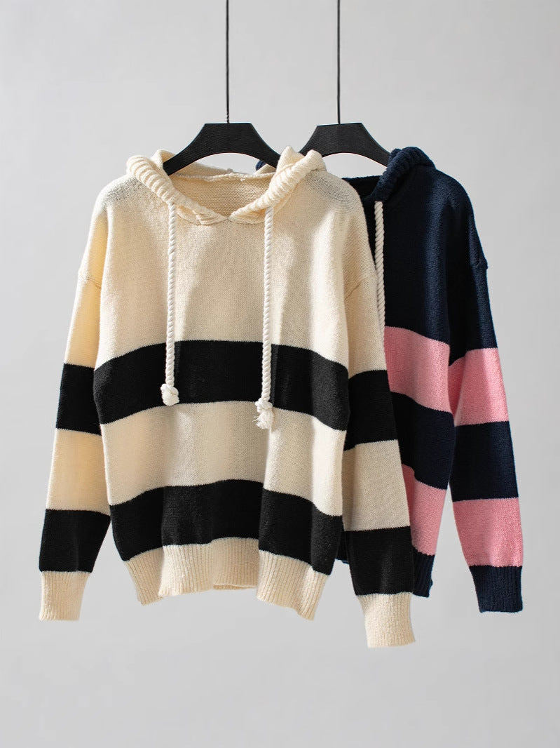 Soft Relaxed Women Hoodie - Color Block Knit, Casual - Tophatter Daily Deals