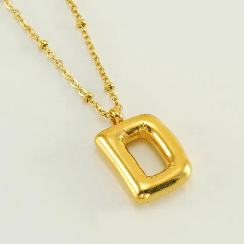 Bubble™ Letter Pendant Necklace Gold D With Chain Necklaces - Tophatter Daily Deals