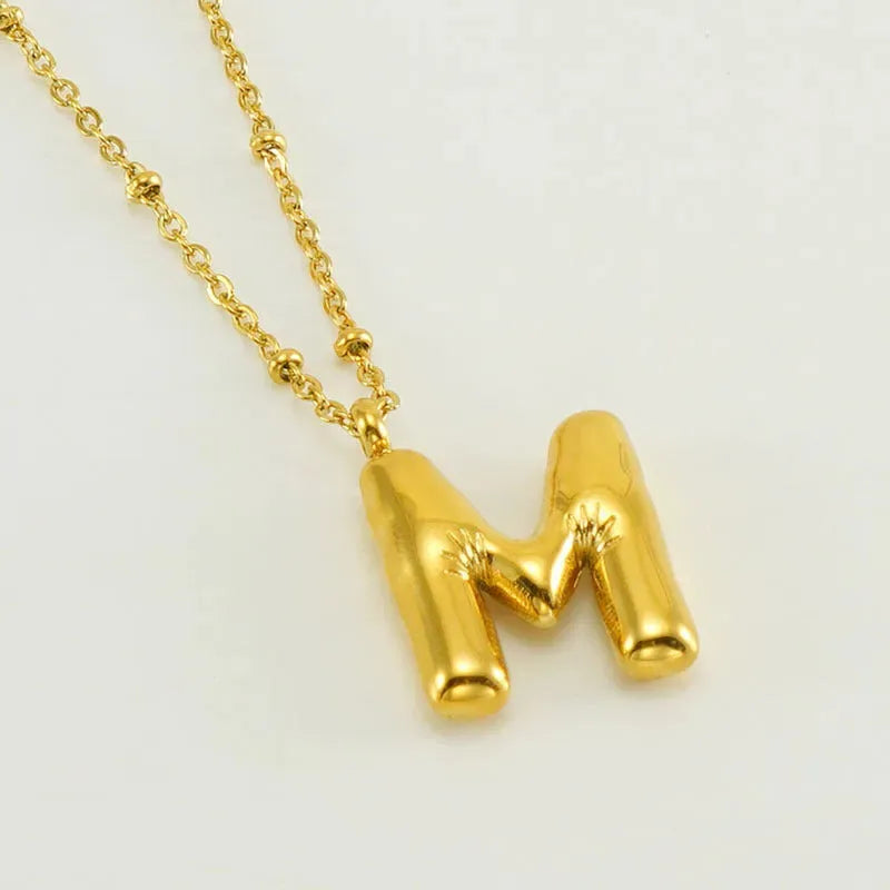 Bubble™ Letter Pendant Necklace Gold M With Chain Necklaces - Tophatter Daily Deals