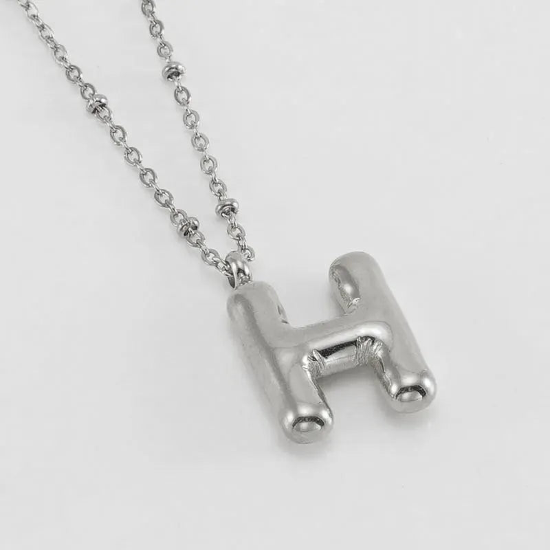 Bubble™ Letter Pendant Necklace Steel Color H With Chain Necklaces - Tophatter Daily Deals