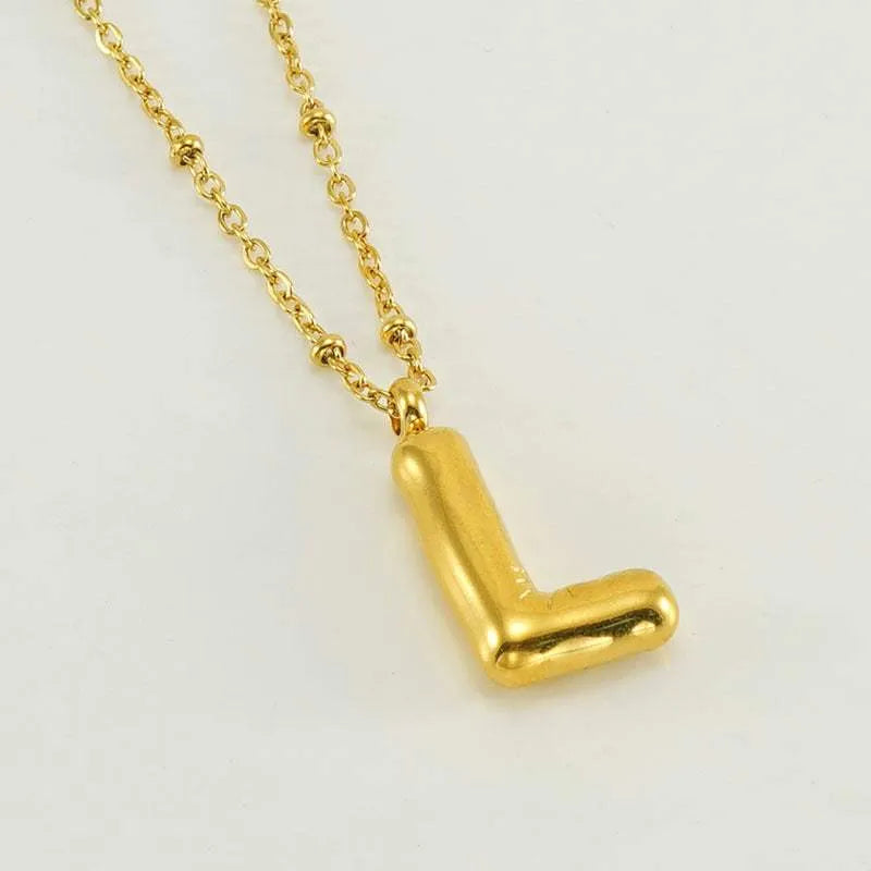 Bubble™ Letter Pendant Necklace Golden L With Chain Necklaces - Tophatter Daily Deals