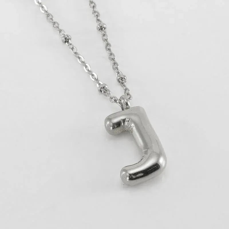 Bubble™ Letter Pendant Necklace Steel Color J With Chain Necklaces - Tophatter Daily Deals